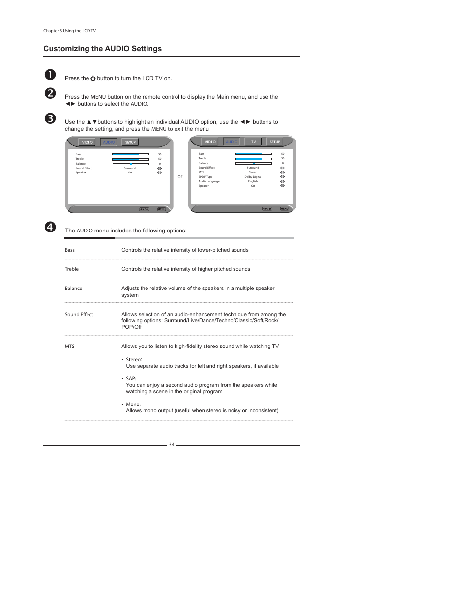 Customizing the audio settings | Element Electronics FLX-3210 User Manual | Page 36 / 49