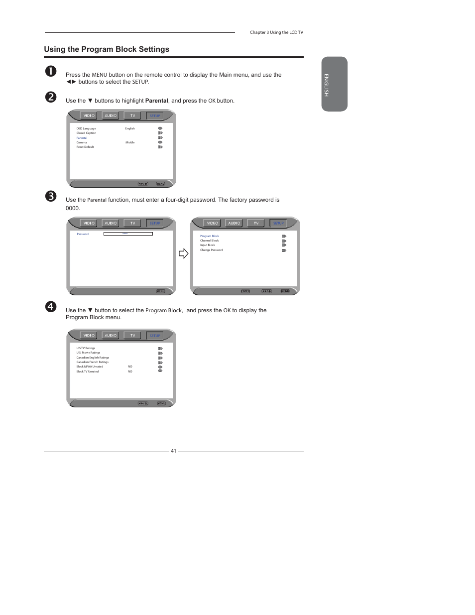 Using the program block settings | Element Electronics FLX-3210 User Manual | Page 43 / 49