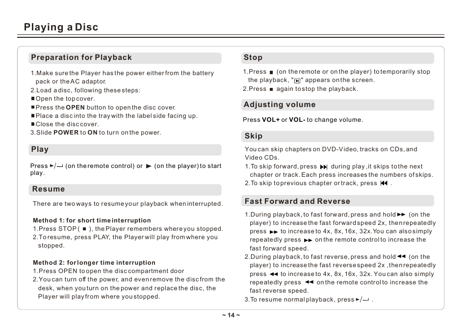 Playing a disc | Element Electronics ELE E850PD User Manual | Page 16 / 32