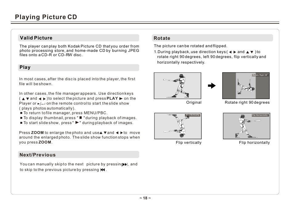 Playing picture cd | Element Electronics ELE E850PD User Manual | Page 20 / 32