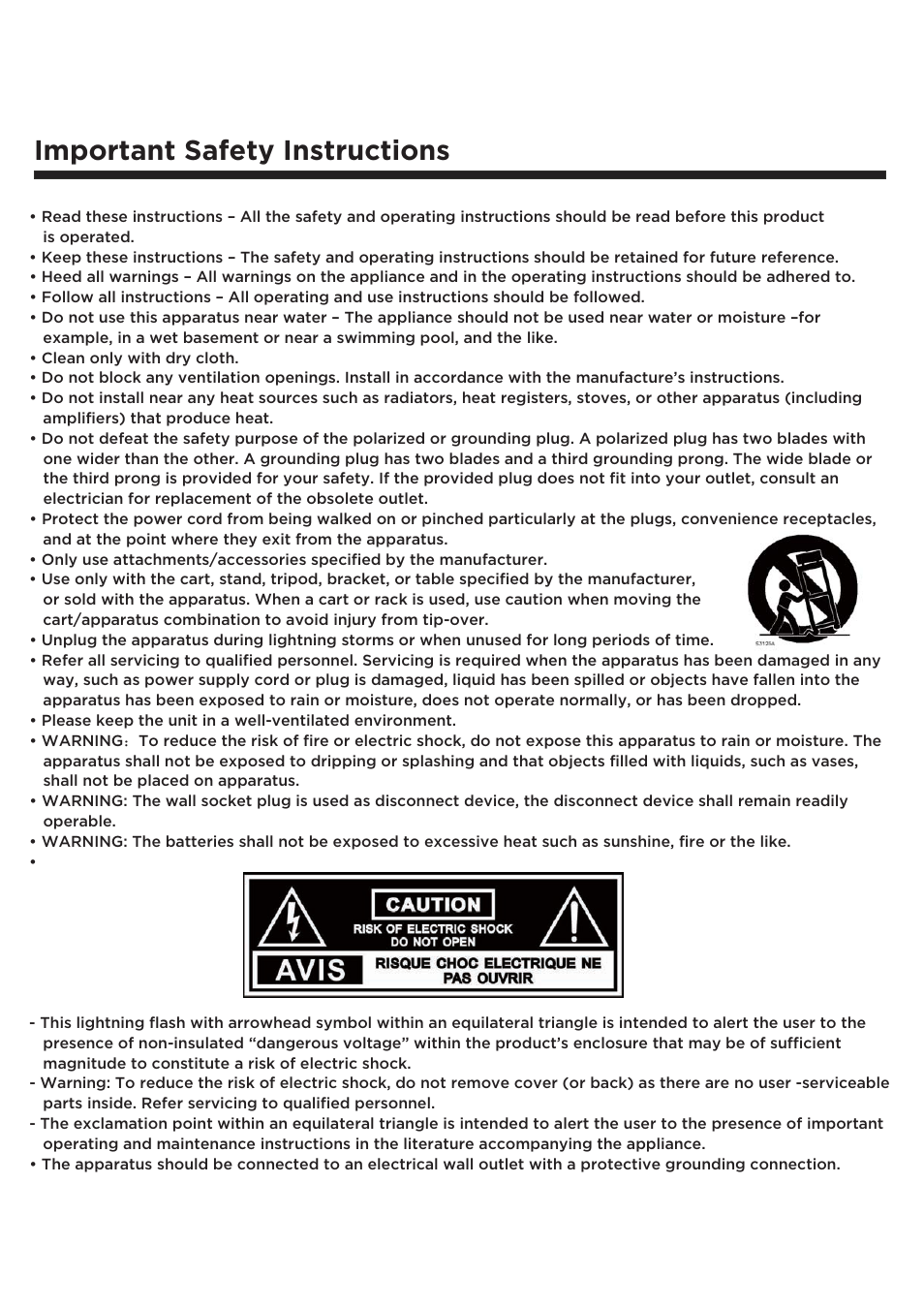 Important safety instructions | Element Electronics ELCFT241 User Manual | Page 2 / 29