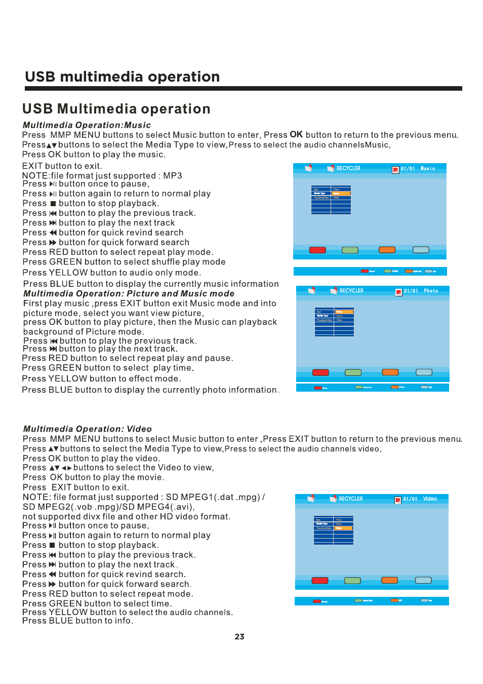 Usb multimedia operation | Element Electronics ELCFT241 User Manual | Page 24 / 29