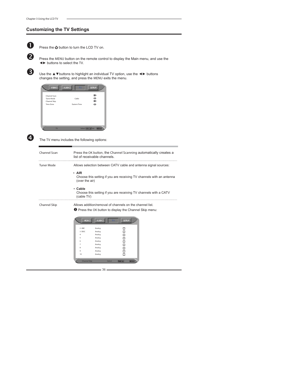 Customizing the tv settings | Element Electronics FLX-2610 User Manual | Page 38 / 49