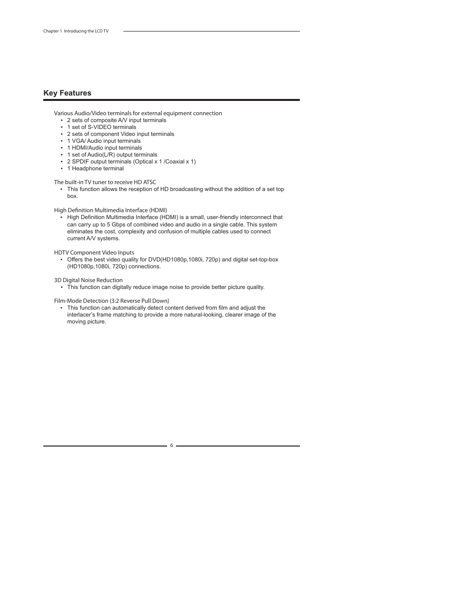Chapter 1 introducing the lcd tv | Element Electronics FLX-2610 User Manual | Page 8 / 49