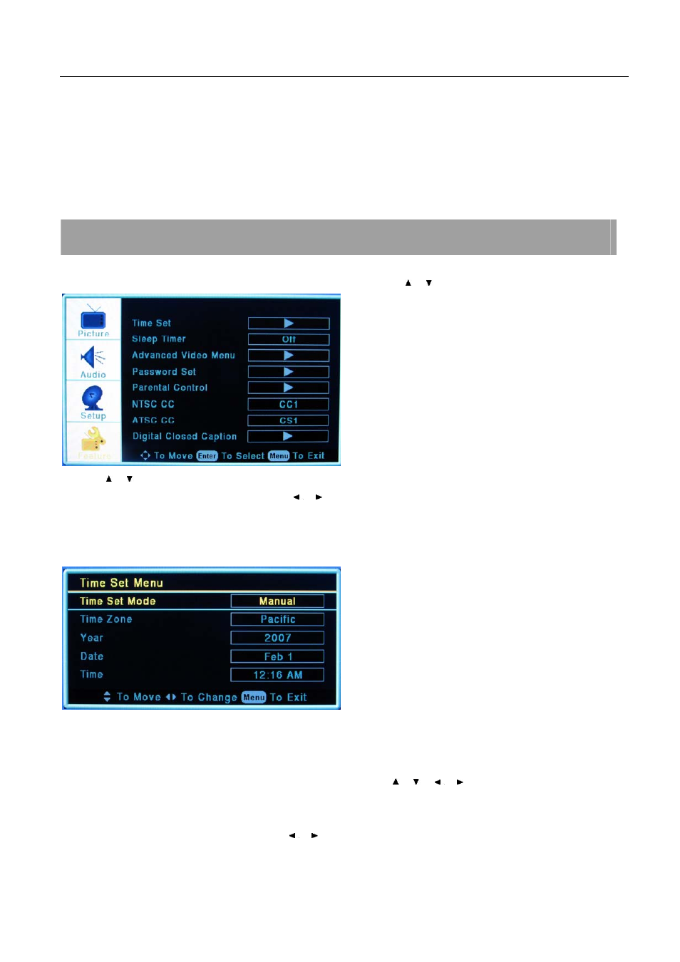 Setup menu operation – feature menu options, Feature menu options | Element Electronics 32LE30Q User Manual | Page 21 / 35