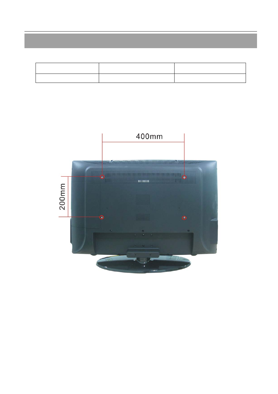 Appendix-wall mounting unit specification, Wall mounting unit specification | Element Electronics 32LE30Q User Manual | Page 33 / 35