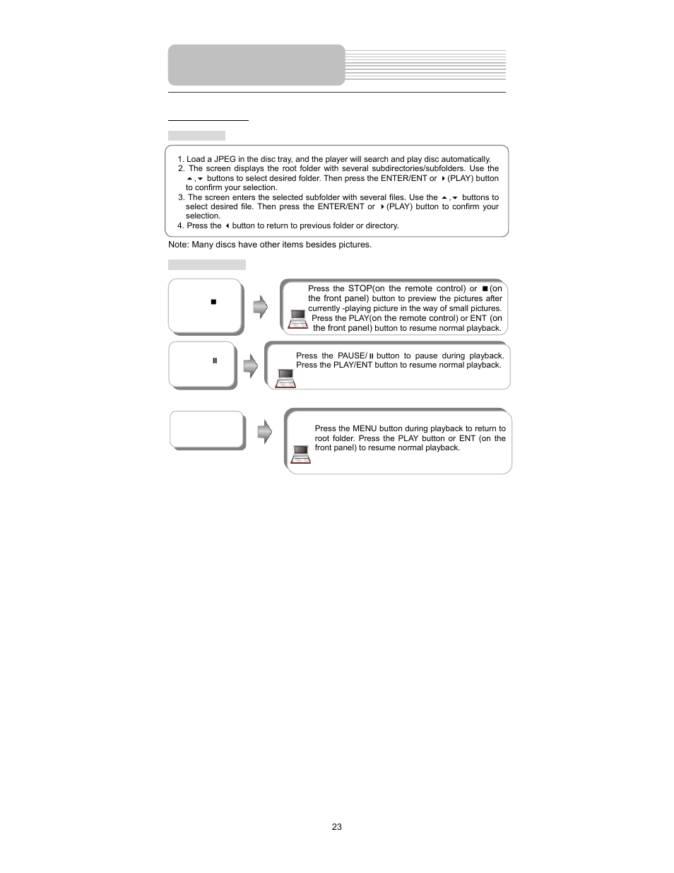 Playback operation | Element Electronics PDZ-081E User Manual | Page 23 / 34