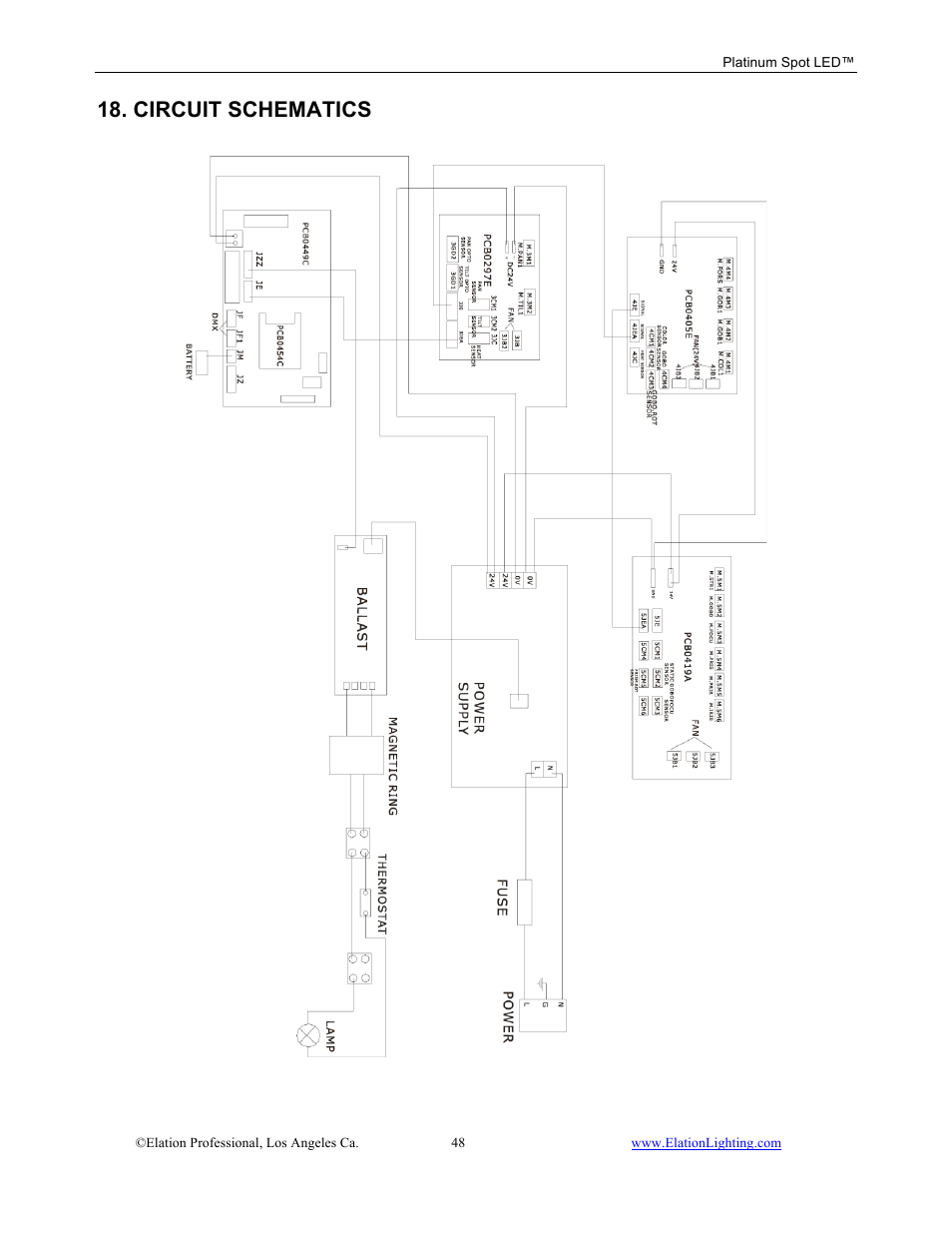 Circuit schematics | Elation Professional Work Light User Manual | Page 48 / 56