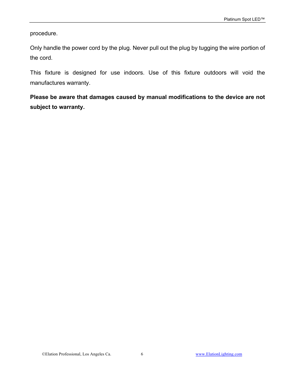 Elation Professional Work Light User Manual | Page 6 / 56