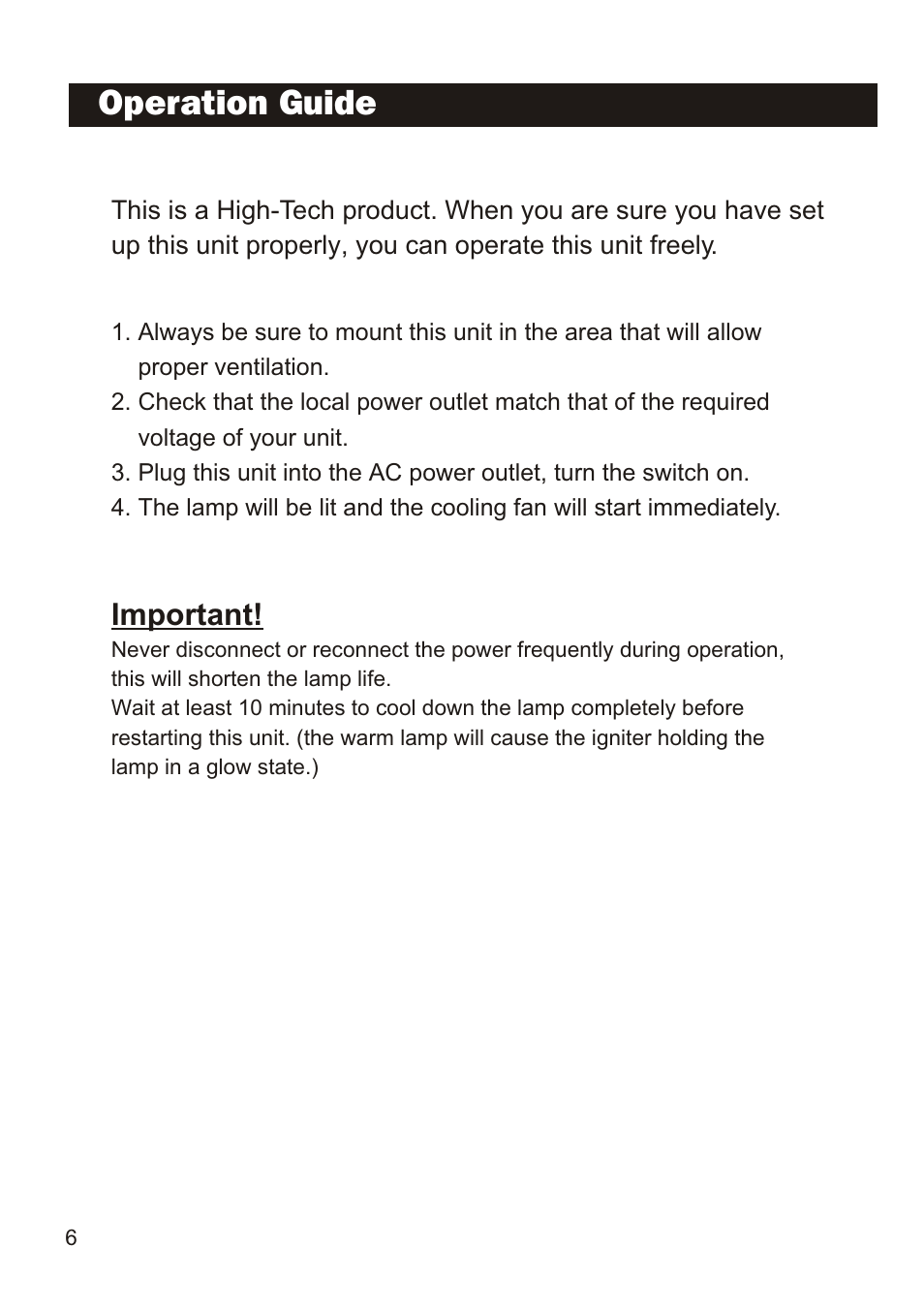 Operation guide, Fixed gobo holder & 6 metal gobos, Important | Elation Professional IMAGE PRO 300 User Manual | Page 8 / 12