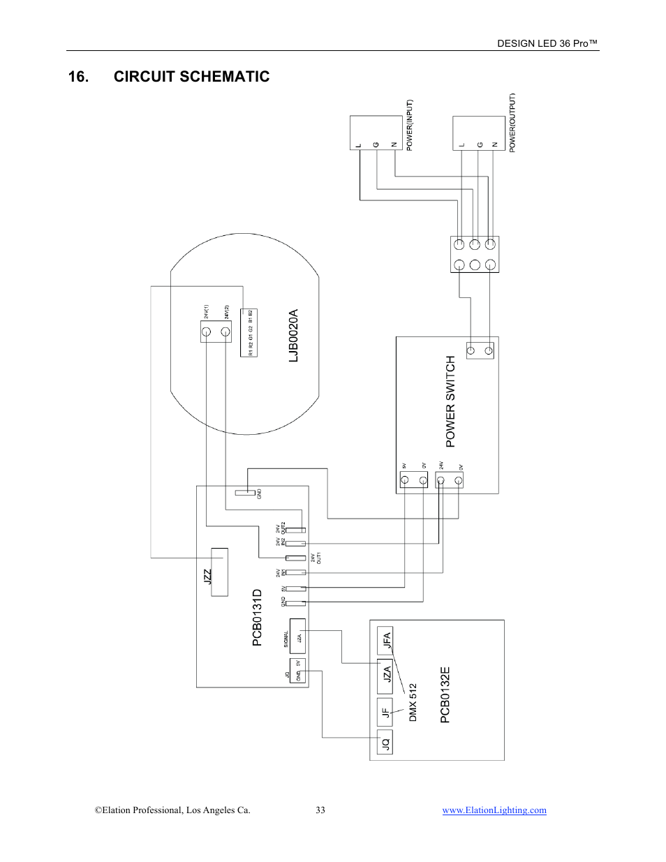 Circuit schematic | Elation Professional Design LED 36 Pro User Manual | Page 34 / 36