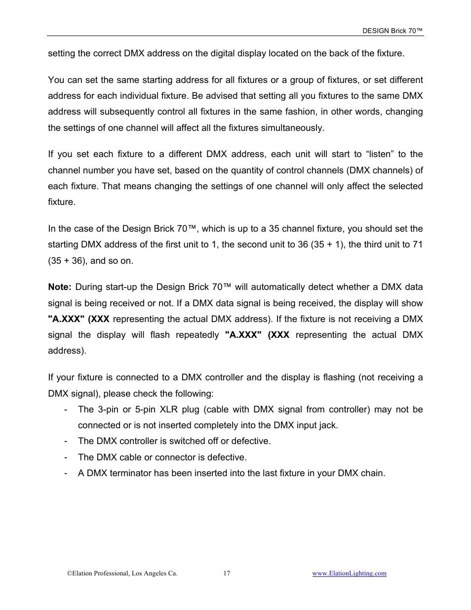 Elation Professional 70 User Manual | Page 18 / 44
