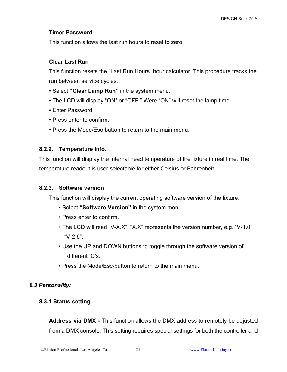 Elation Professional 70 User Manual | Page 22 / 44