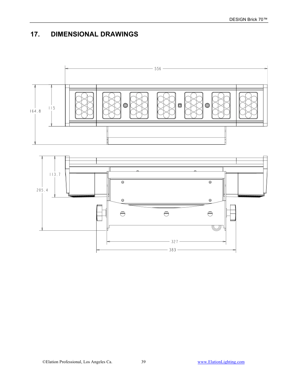 Dimensional drawings | Elation Professional 70 User Manual | Page 40 / 44