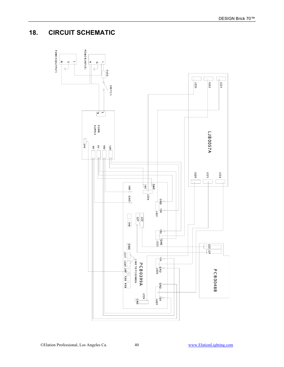 Circuit schematic | Elation Professional 70 User Manual | Page 41 / 44