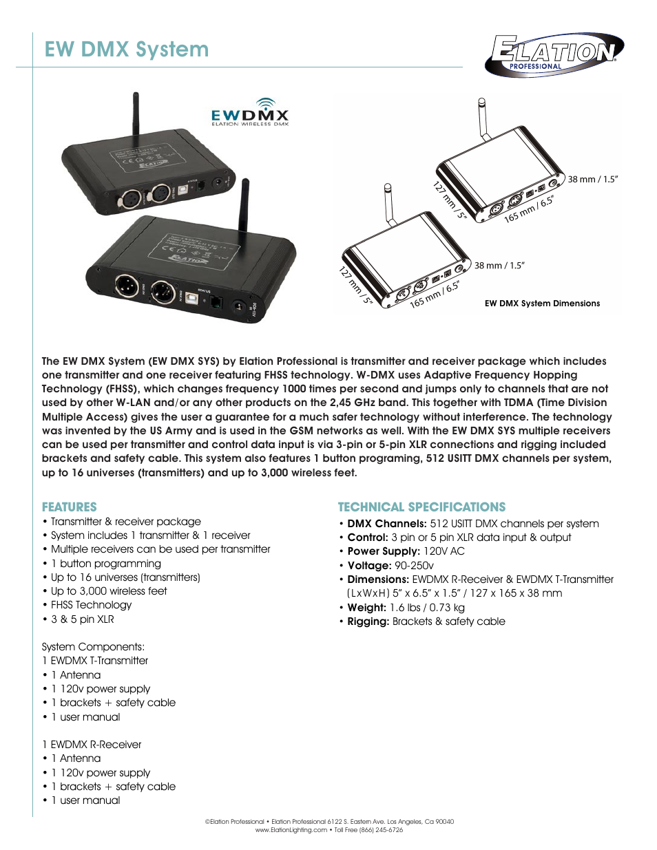 Elation Professional Network Device EWDMX User Manual | 1 page