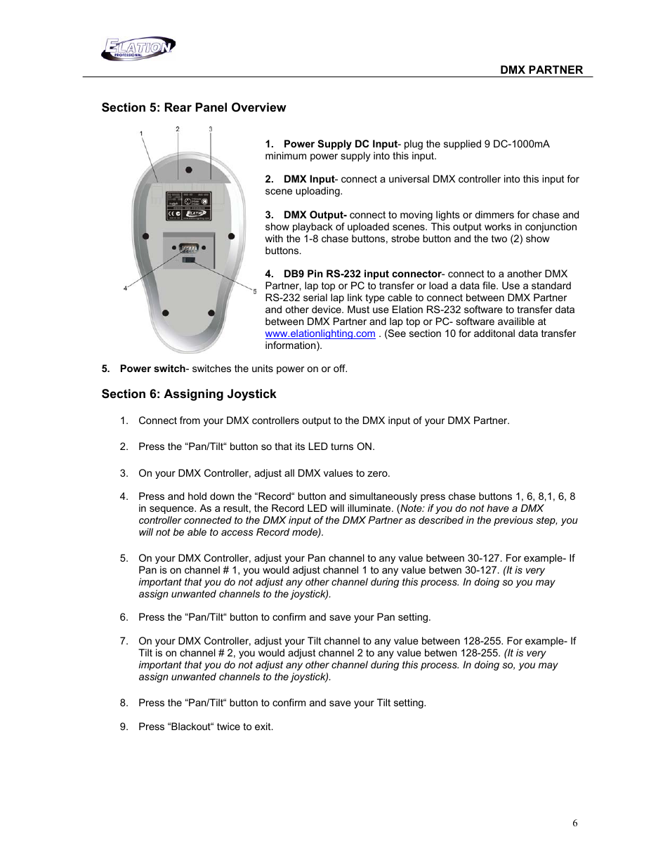 Elation Professional DMX PARTNER 1.0 24-004-1631 User Manual | Page 6 / 15