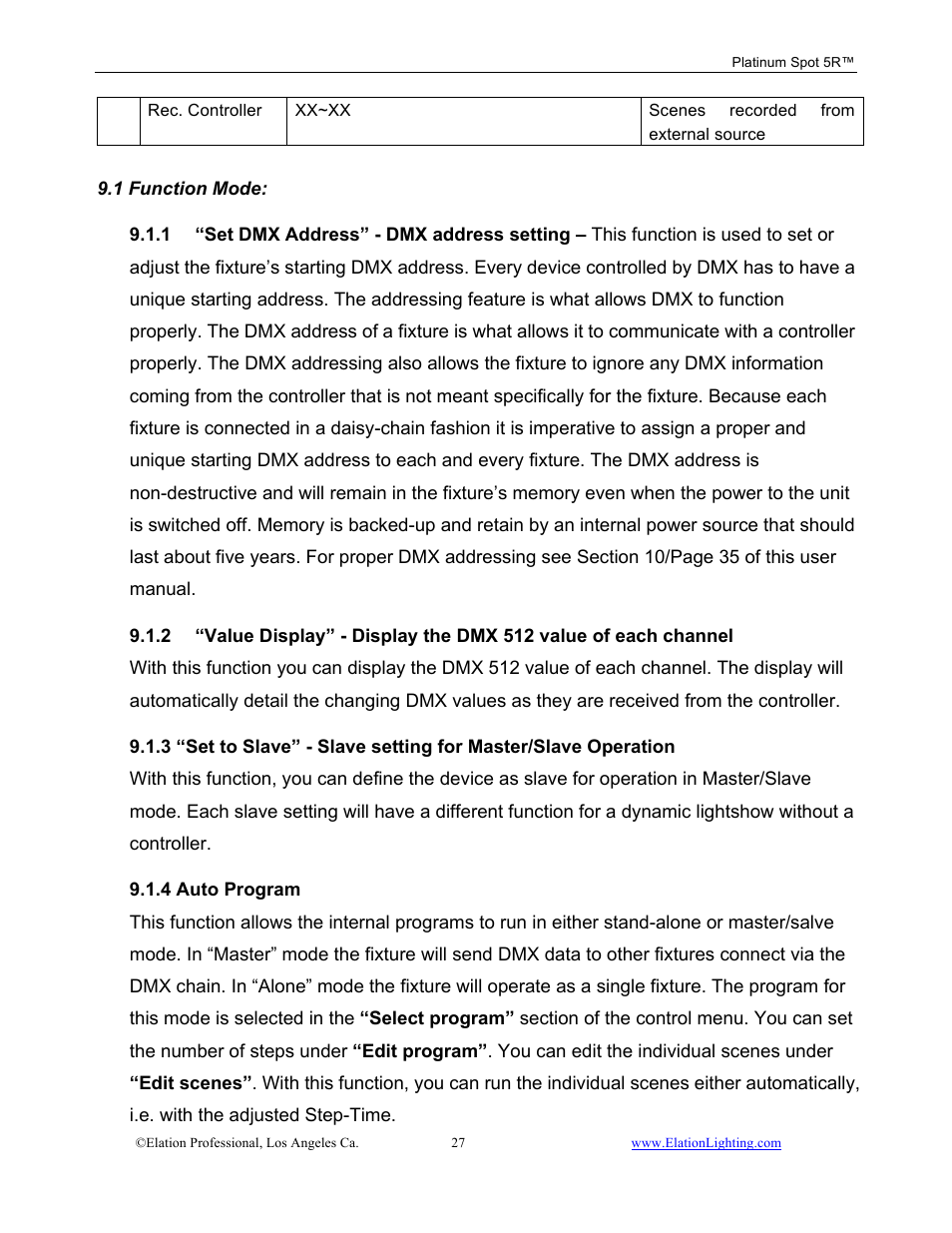 Elation Professional 5R User Manual | Page 27 / 60