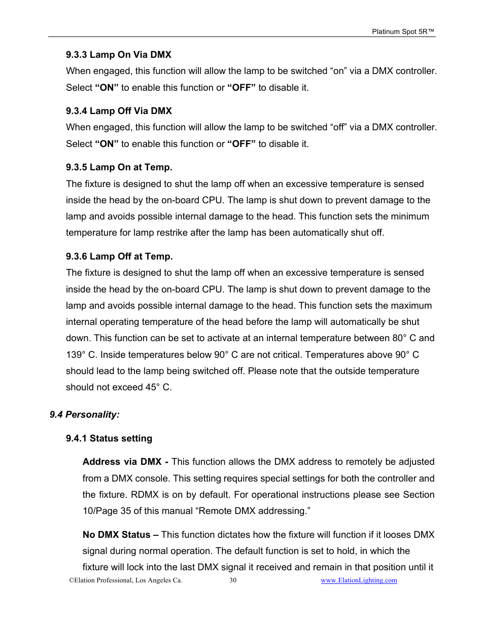 Elation Professional 5R User Manual | Page 30 / 60
