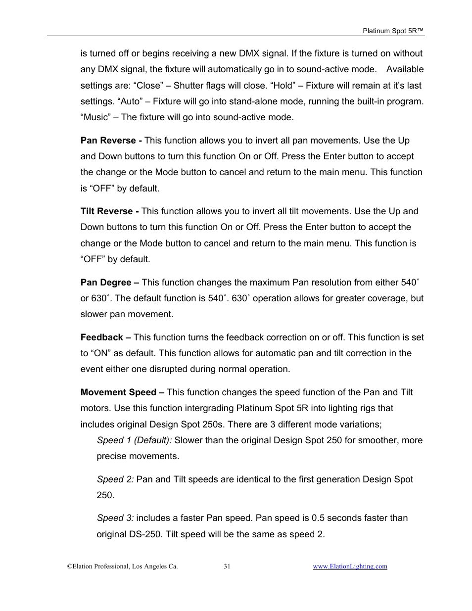 Elation Professional 5R User Manual | Page 31 / 60
