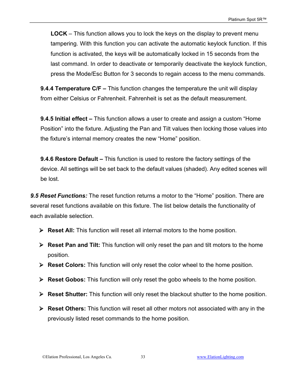 Elation Professional 5R User Manual | Page 33 / 60