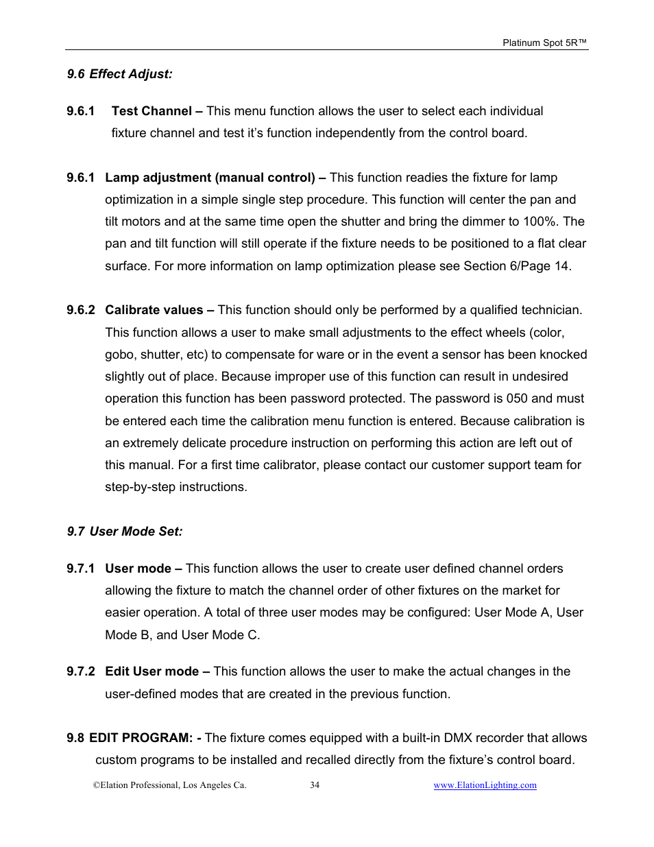 Elation Professional 5R User Manual | Page 34 / 60