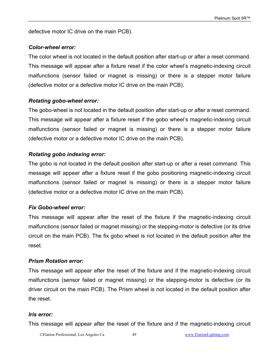 Elation Professional 5R User Manual | Page 49 / 60