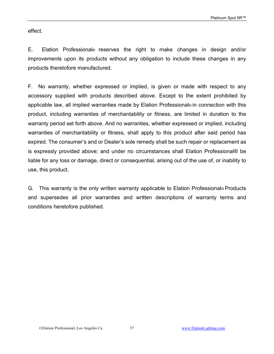 Elation Professional 5R User Manual | Page 57 / 60