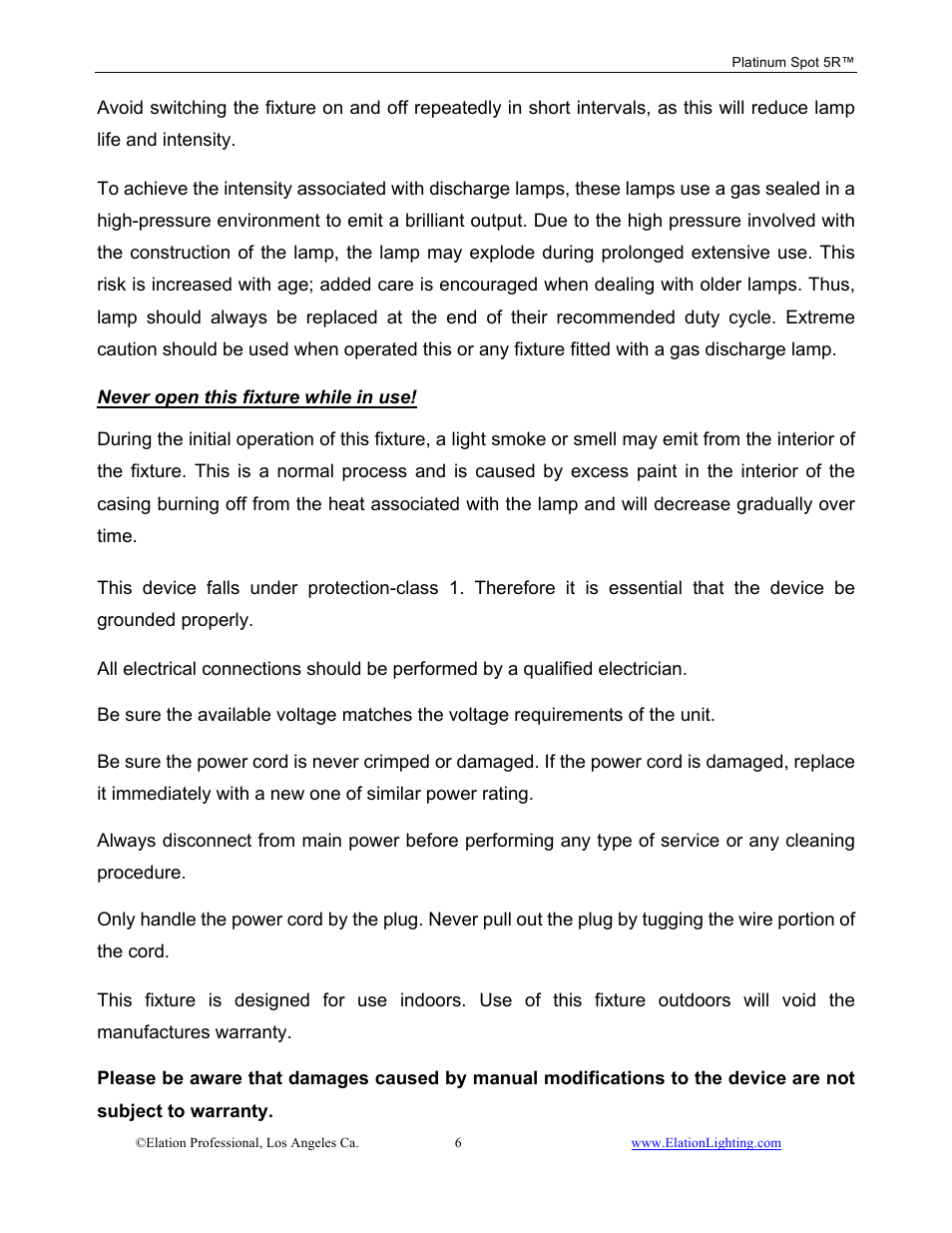 Elation Professional 5R User Manual | Page 6 / 60