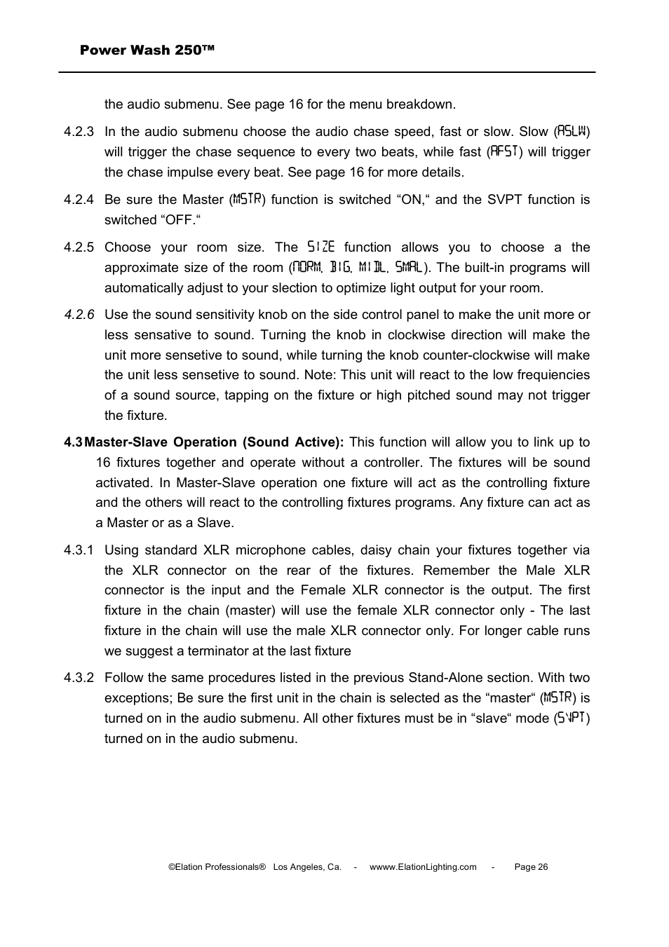 Elation Professional Power Wash 250B User Manual | Page 26 / 40