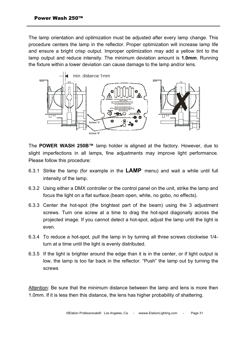 Lamp | Elation Professional Power Wash 250B User Manual | Page 31 / 40