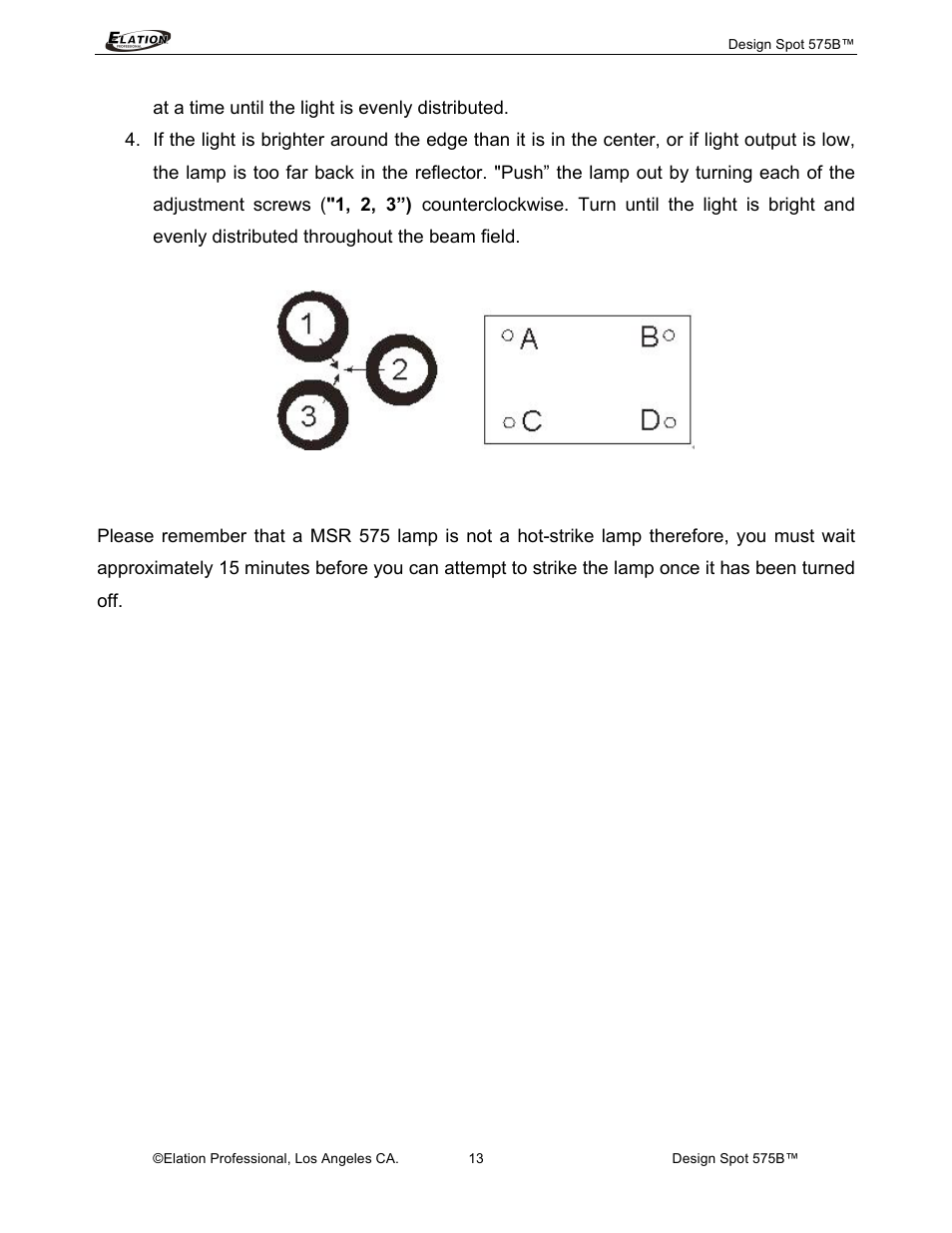 Elation Professional 575B User Manual | Page 13 / 56