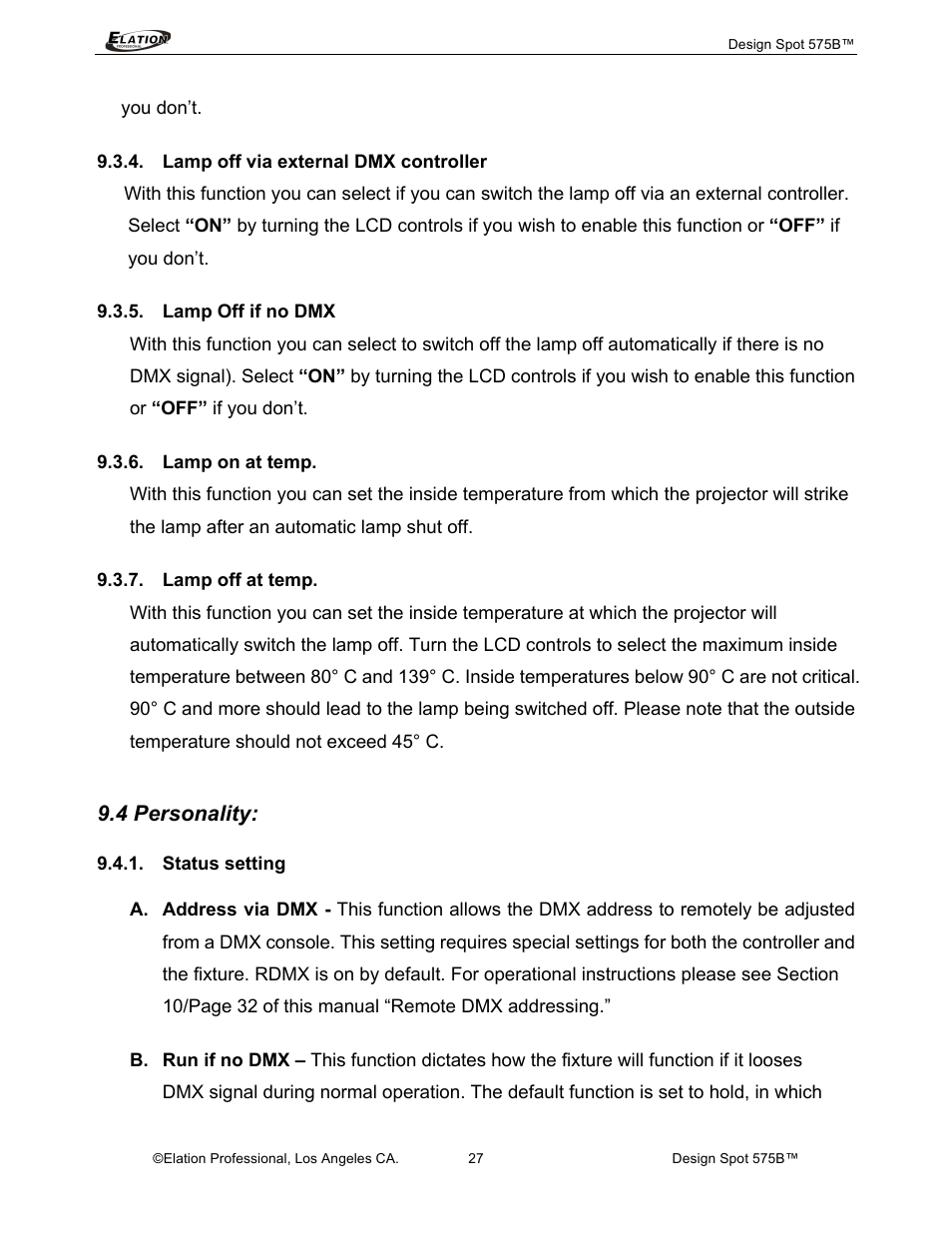4 personality | Elation Professional 575B User Manual | Page 27 / 56
