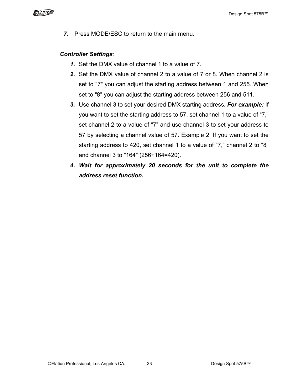 Elation Professional 575B User Manual | Page 33 / 56