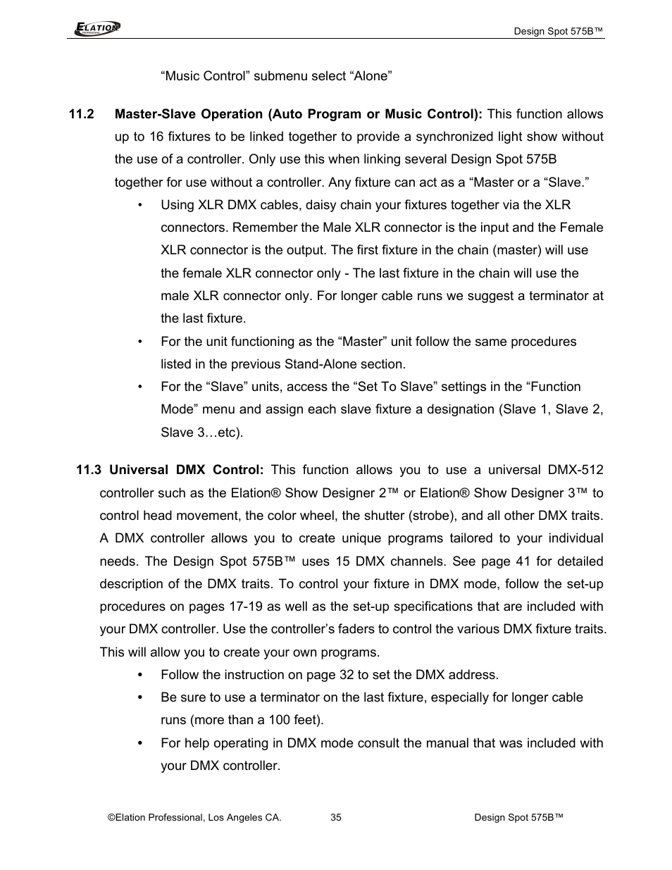 Elation Professional 575B User Manual | Page 35 / 56