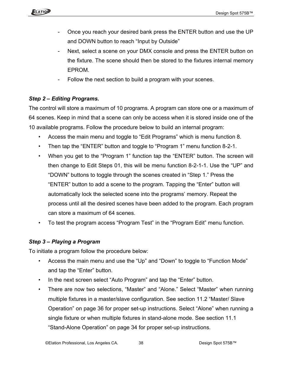 Elation Professional 575B User Manual | Page 38 / 56