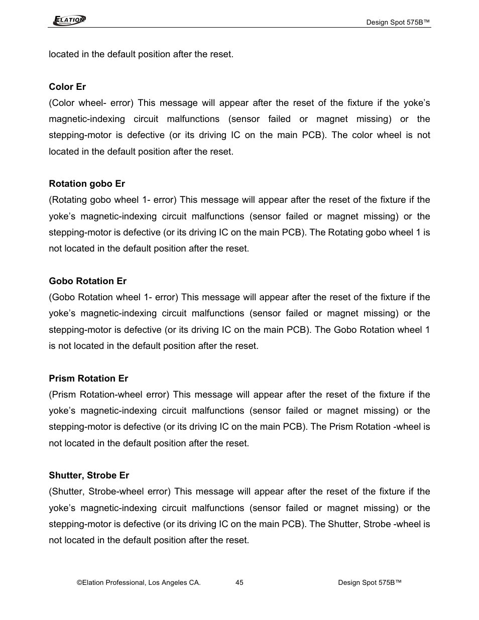 Elation Professional 575B User Manual | Page 45 / 56