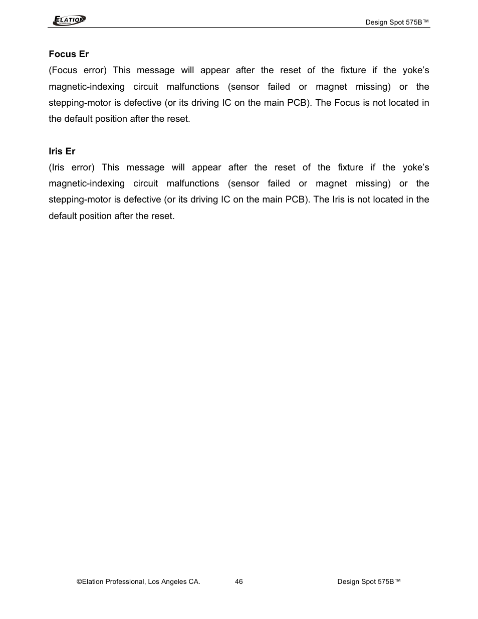 Elation Professional 575B User Manual | Page 46 / 56