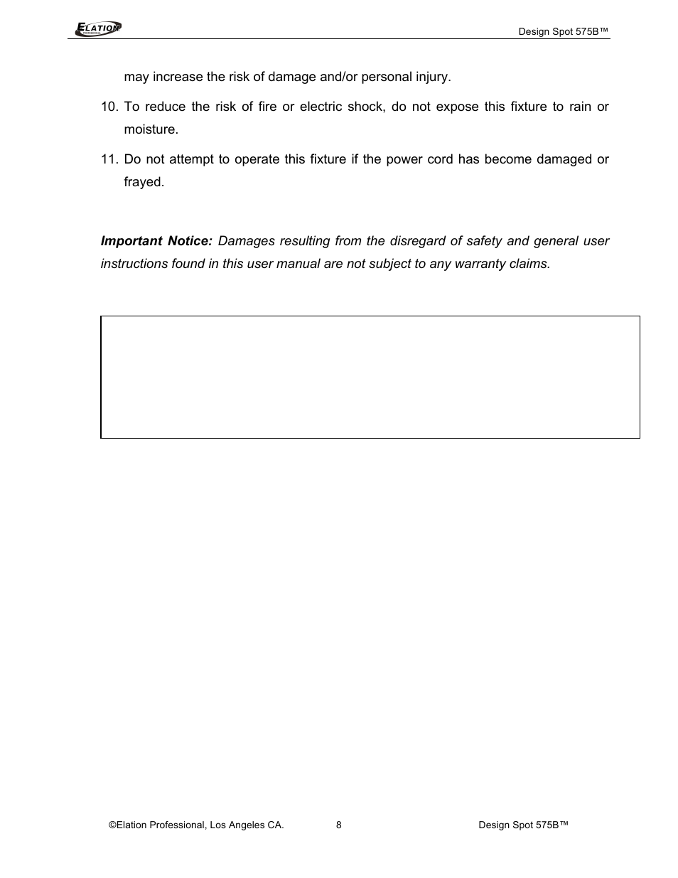 Elation Professional 575B User Manual | Page 8 / 56