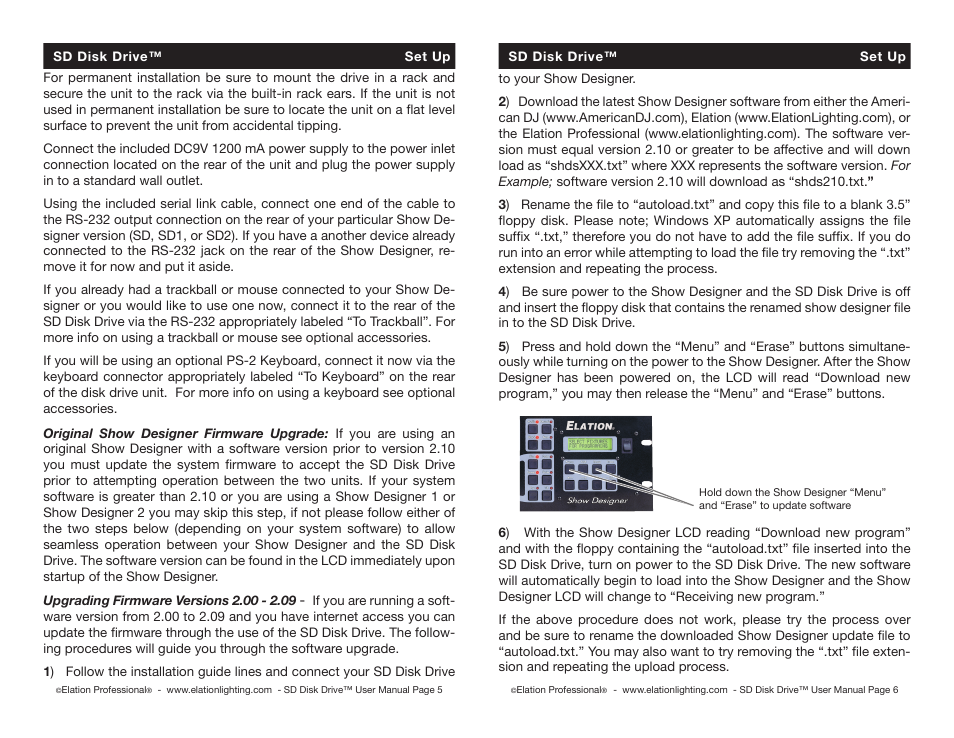 Elation Professional Show Designer Disk Drive SD User Manual | Page 3 / 6