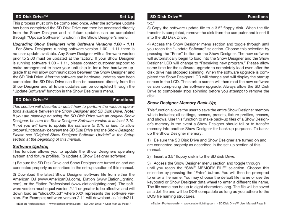 Elation Professional Show Designer Disk Drive SD User Manual | Page 4 / 6