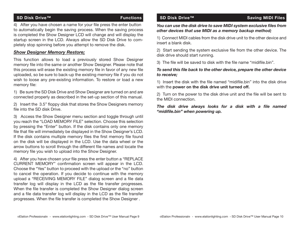Elation Professional Show Designer Disk Drive SD User Manual | Page 5 / 6