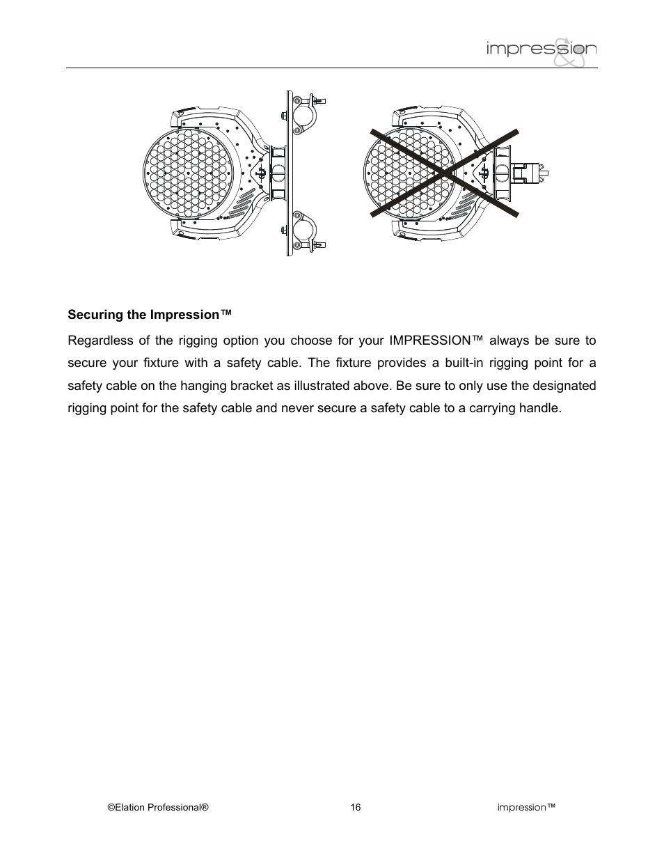 Elation Professional Professional Model Impression Mounting Light User Manual | Page 16 / 36