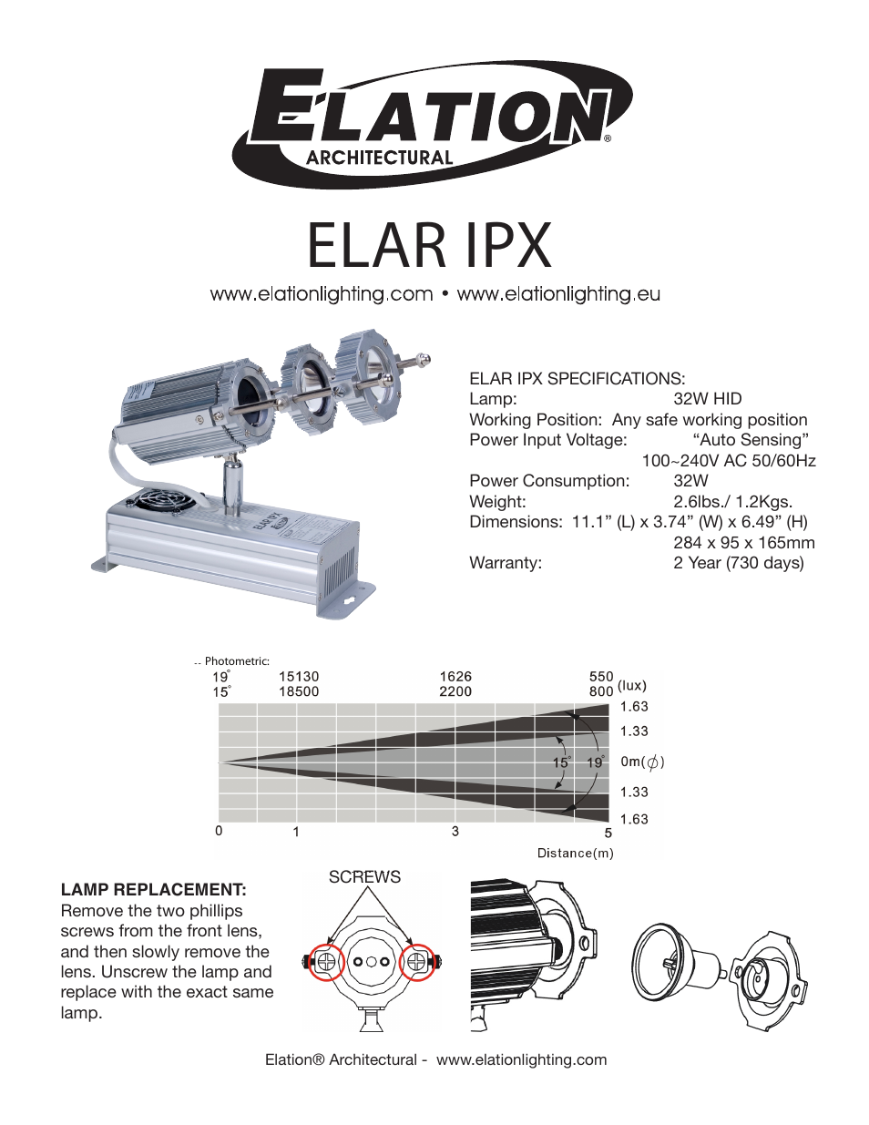 Elation Professional ELAR IPX User Manual | 2 pages