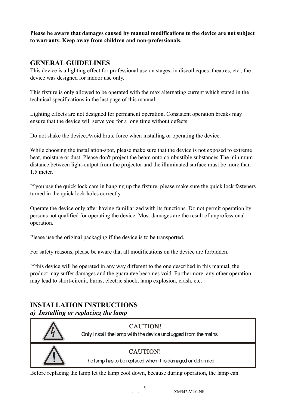 General guidelines, Installation instructions | Elation Professional 15R User Manual | Page 5 / 29