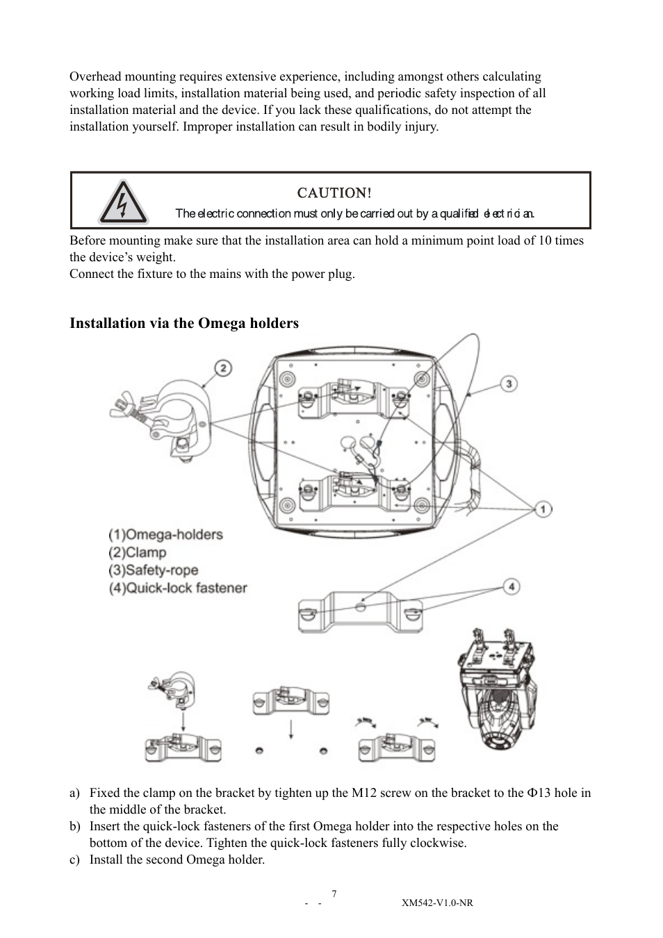 Installation via the omega holders | Elation Professional 15R User Manual | Page 7 / 29