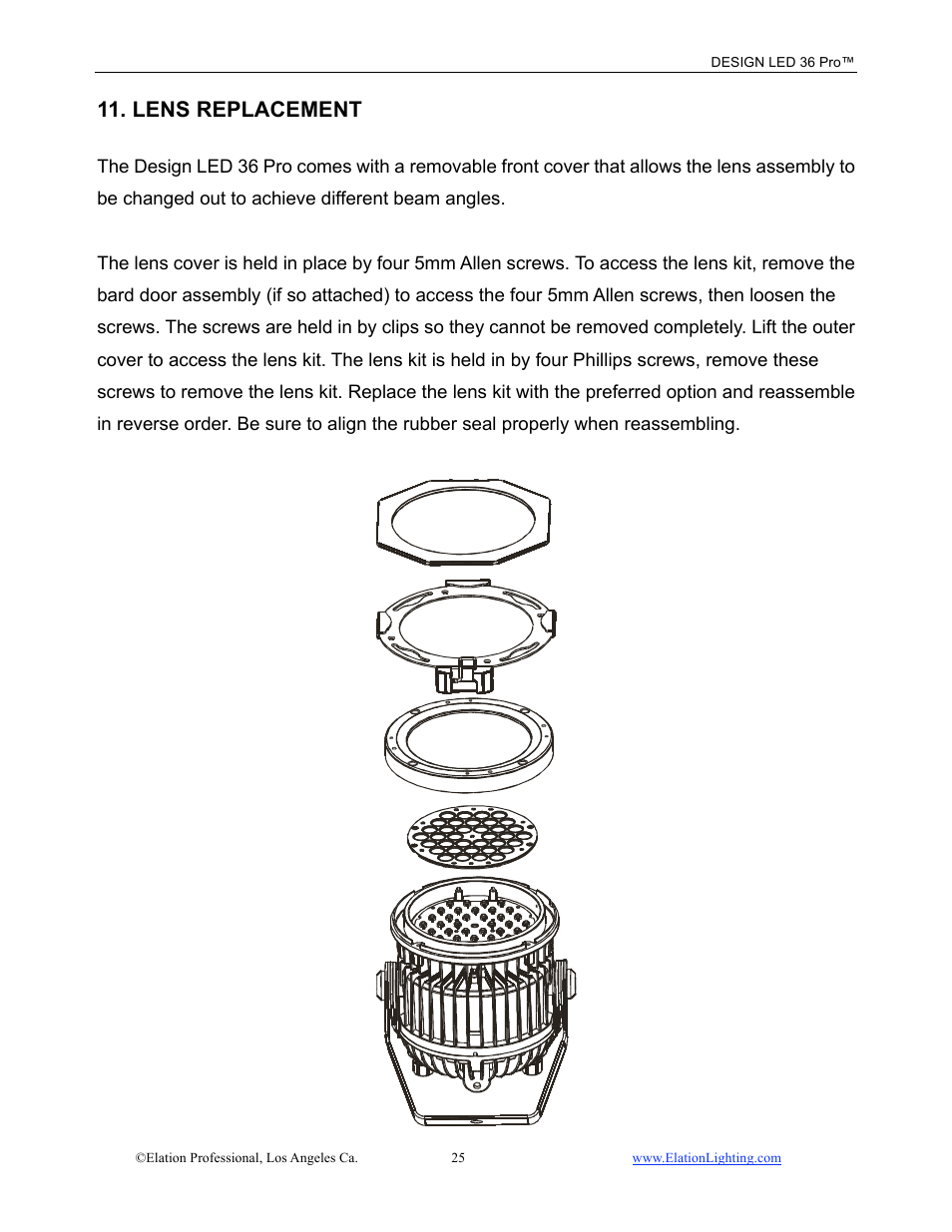 Lens replacement | Elation Professional 36 User Manual | Page 26 / 36