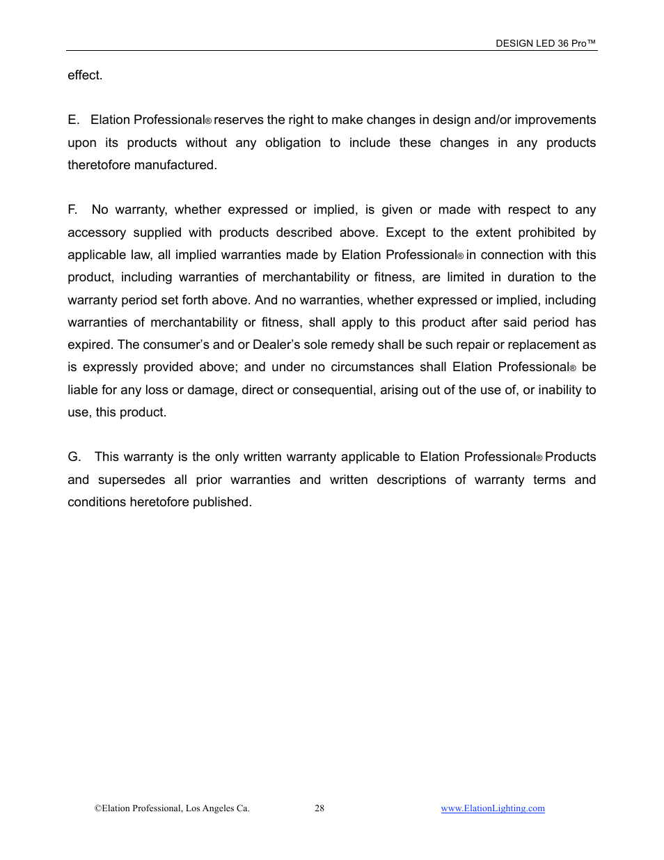 Elation Professional 36 User Manual | Page 29 / 36