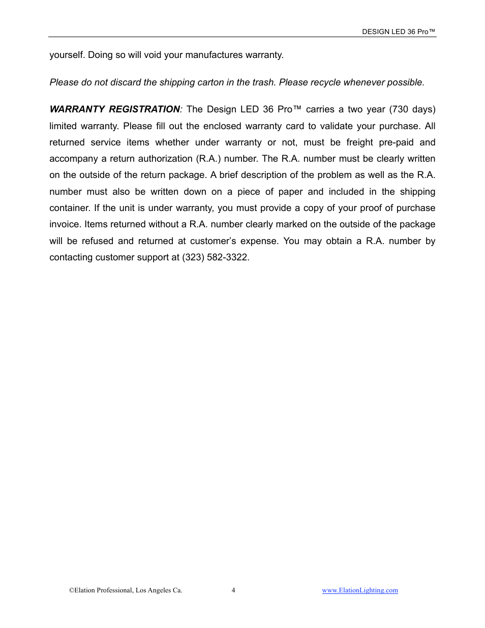 Elation Professional 36 User Manual | Page 5 / 36