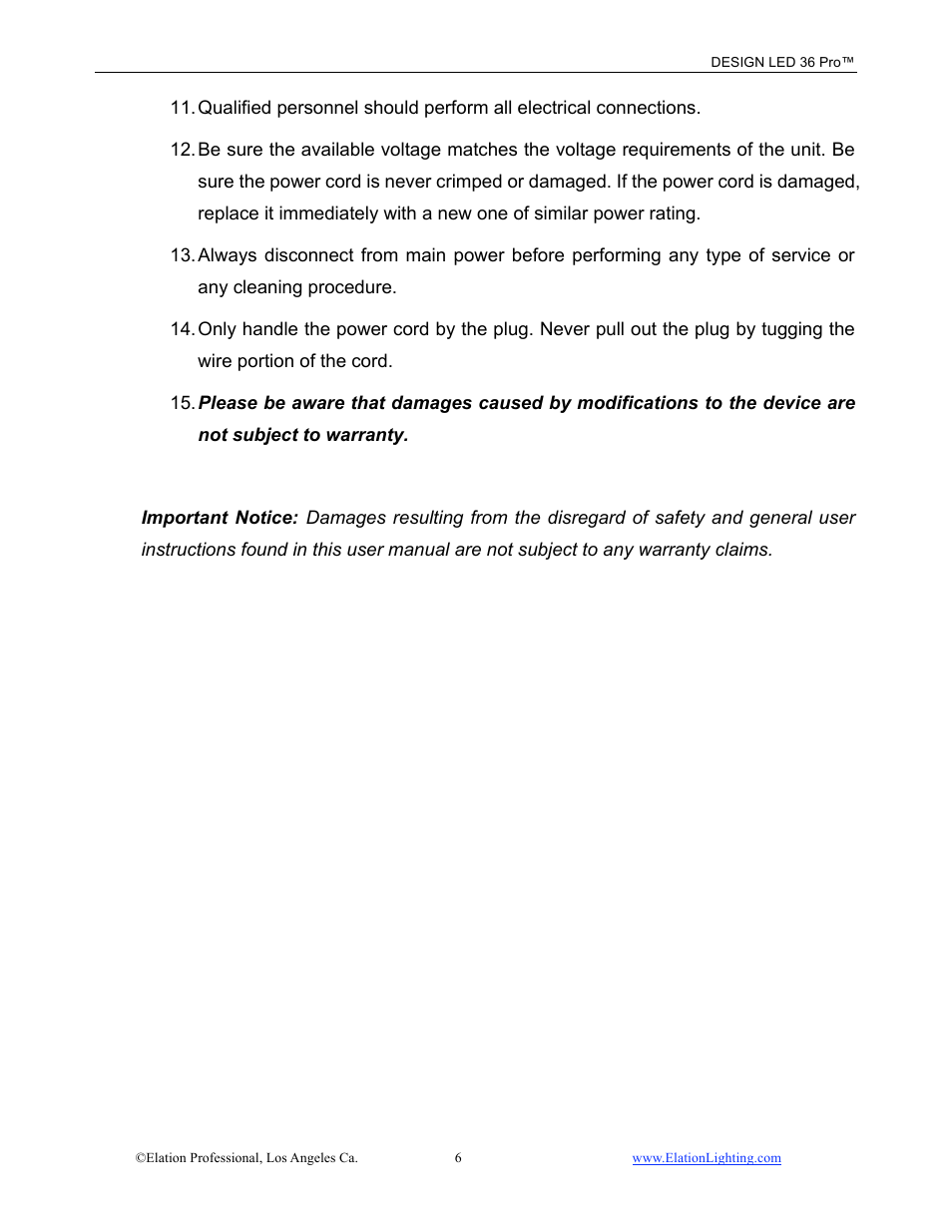 Elation Professional 36 User Manual | Page 7 / 36